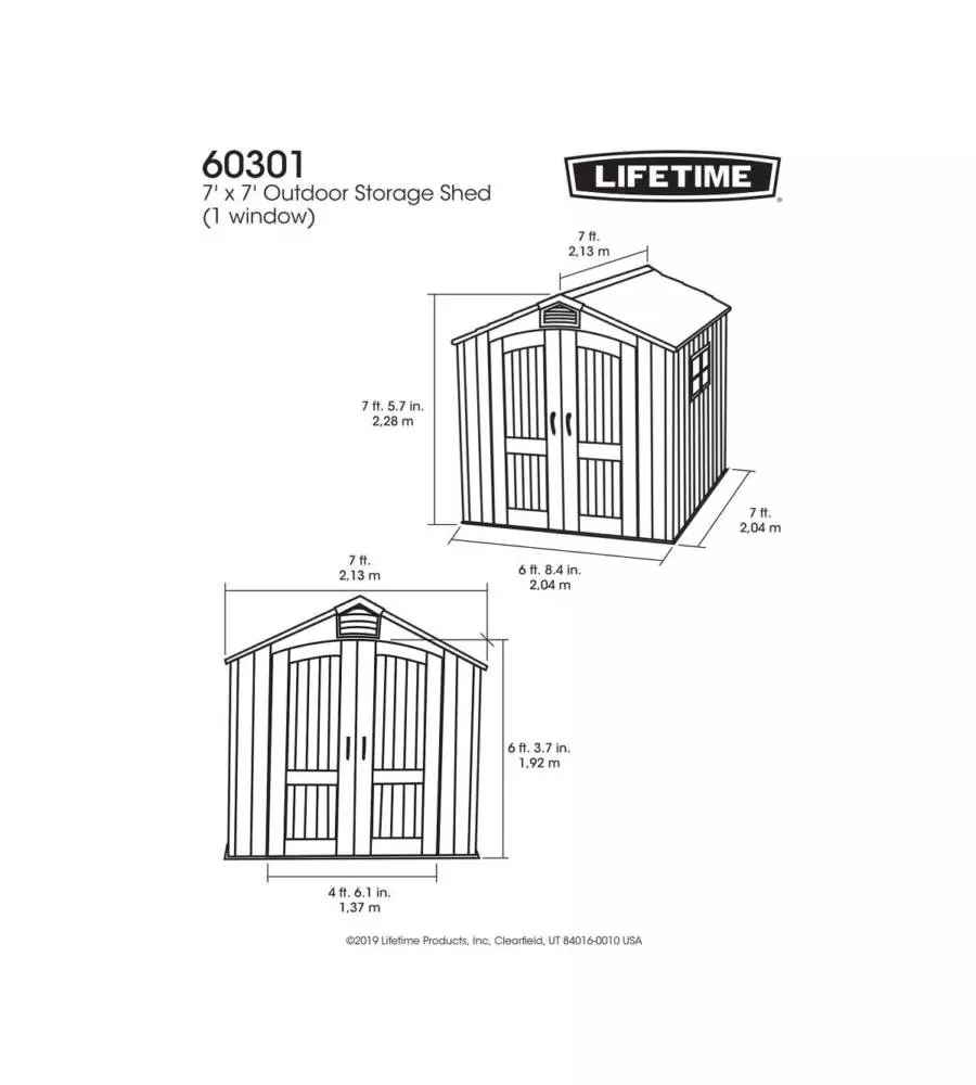 Casetta da giardino in resina lifetime  "venezia 1" - l.213xp.213xh.228